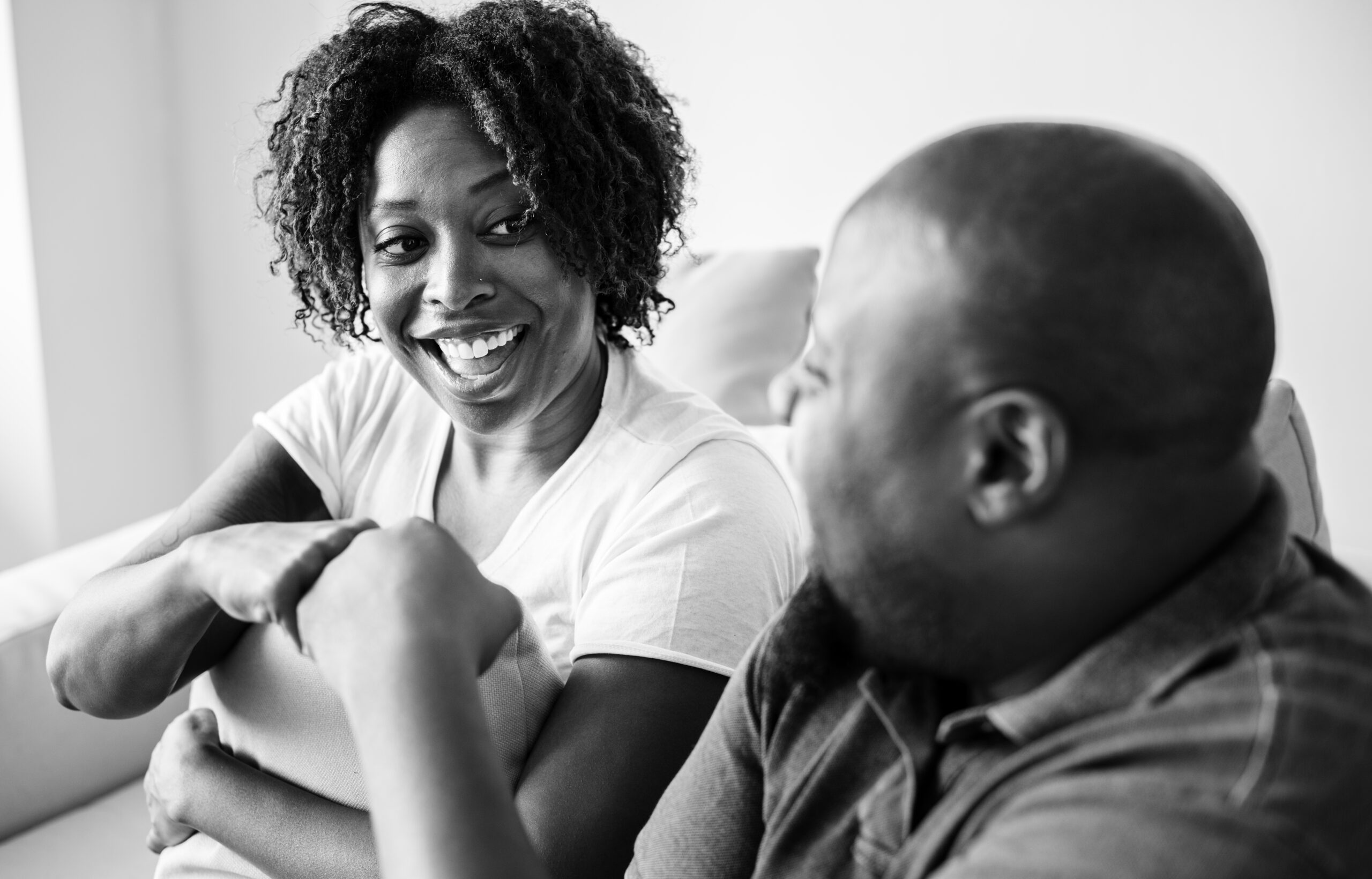 A cheerful black couple