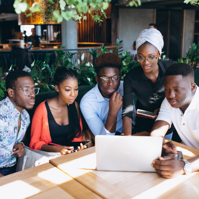 Group of afro americans working together